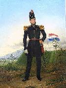 Oil painting with an officer of the KNIL, the Royal Dutch East Indies Army. unknow artist